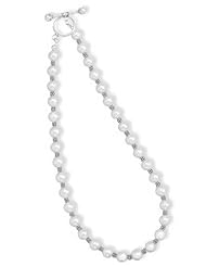 16" 8mm White Cultured Freshwater Pearl Toggle Necklace