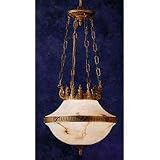 00-2070-R3-R7 U Pendant in Garnet patine and Peach patine carved alabaster by LEDS