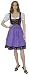 3-teiler Midi-Dirndl Set Dirndel Dirndlbluse Dirndlschürze Lila Flieder, Größe:38