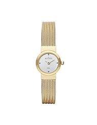 Skagen Classic Gold Tone Striped Mesh Womens Watch Skw2009