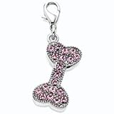 Pink Austrian Crystal Bone Dog Collar Charm