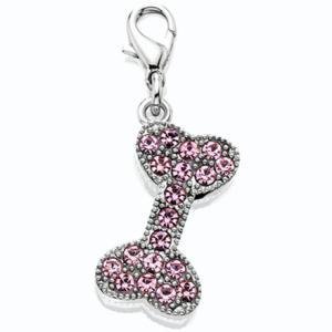 Pink Austrian Crystal Bone Dog Collar Charm