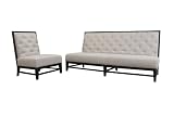 Baxton Studio Bristol Tufted Linen Modern Sofa Set, Gray