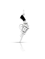 WithLoveSilver Sterling Silver Classic Gun Revolver Black Grip Pendant
