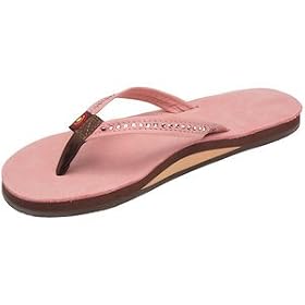 Rainbow Sandals Colored Crystal Premium Leather Single Layer