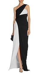 Colorblocking Empire   Waistline One Shoulder Evening Dress/Maxi Dress  with a Brush/Sweep Train 