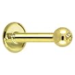 14 Gauge Solid 14KT Yellow Gold 1.5mm Genuine Citrine Internally Threaded Labret - 5/16" 3mm