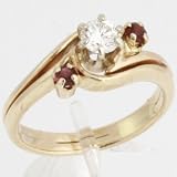 14k Yellow Gold Diamond & Ruby Wedding Ring