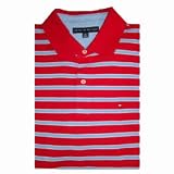 Men's Tommy Hilfiger Polo Shirt Size Large - XXL Short Sleeved Red, Blue & White Striped