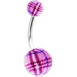 Pink Acrylic Plaid Belly Ring