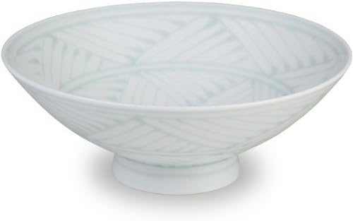 New Hakusan pottery white bowl with light green pattern HasamiYaki from Japan S-21