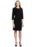 Jessica Howard Women's Missy 2 Piece Textured Embellished Knit Jacket Dress, Black, 14