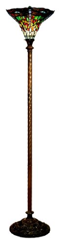 Warehouse of Tiffany 1510+BB75B Tiffany-style Green Dragonfly Torchiere, Green On Sale
