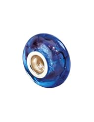 CleverEve Designer Series Sterling Silver Kera Silver, Blue & Purple Murano Glass Bead 14.00 x 07.00mm