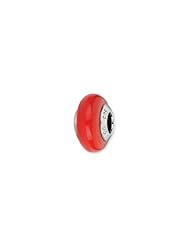 Sterling Silver Red Italian Murano Glass Charm