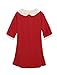 Allegra K Women Layered Tiered Crochet Doll Collar 3/4 Sleeve Shift Dress M Red