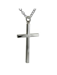 British Jewellery Workshops Silver 40x24mm plain block Cross with Cable link chain