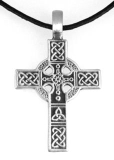 Pewter celtic cross with triquetra knot design pendant,…