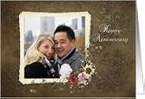 anniversary, damask, photo card, romance Card