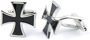 1 Pair Cufflinks Cuff Links 05128 Black Cross Mens Vintage Gift for Tuxedo Shirts Wedding Party