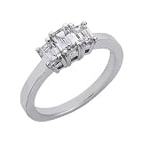 14k White 3 Stone 1.1 Ct Diamond Engagement Ring - Size 7.0