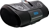 iLive Boombox Portable Music System with CD Player and iPod Dock (Black)