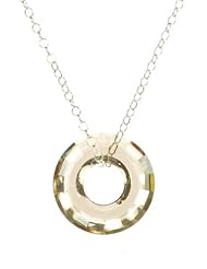 Sterling Silver Swarovski Elements Crystal Golden Shadow Cosmic Ring Pendant Necklace, 18"