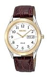 Seiko Leather Strap White Dial Men's Watch #SNE056
