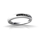 14K White Gold Genuine Round Black Diamond Wedding Band Ring