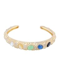 18k Gold Over Sterling Silver Multi-Colored Mother of Pearl Tapered Cuff Bracelet