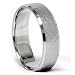 Mens 10K White Gold Hammered Beveled 6MM Flat Comfort Fit Wedding Band Ring