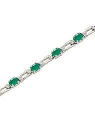 14kt Yellow Gold Oval Emerald and Diamond Bracelet