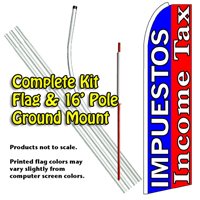 Impuestos/Income Tax Feather Banner Flag Kit (Flag, Pole, and Ground Mount)