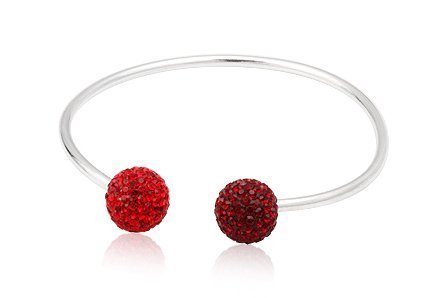 Bracelet Avec Argent Et Cristal - Boule Rouge