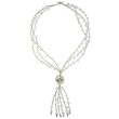 Handmade Clear Crystal Lariat Necklace With Etched Silver Accent Bead