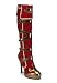 4 1/2 Inch Heel 5 Buckle Strap Carnival Platform Knee Boot Women'S Size Shoe
