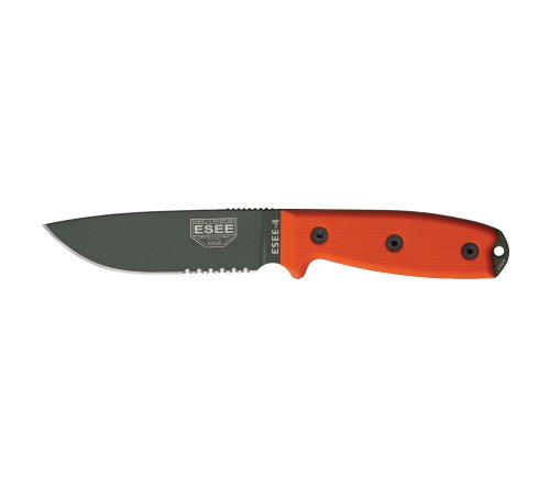 ESEE Knives 4 Partially Serrated Edge Knife & Kydex Sheath, Olive Drab, ESEE-4S-OD