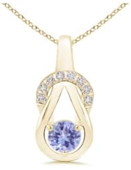 Infinity Knot Diamond and Round Tanzanite Pendant Necklace - 0.45 ct TGW