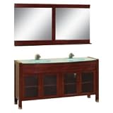 Daytona 63 Double Bathroom Vanity Set with Glass Countertop - Cherry