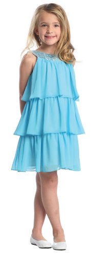 New Triple Tiered Chiffon Dress ~ sz 2 to 16 Girls ~ Choice of Six Different Colors Inexpensive Flowergirl Gowns