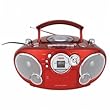 Naxa NPB-207LQ Boomboxes - Portable CD AM/FM Stereo Radio Cassette Player/Recorder (Red)