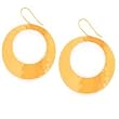 14k Gold Hammered Large Open Disk Earrings