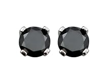 14k White Gold Black Diamond Stud Earrings (1/2 cttw)