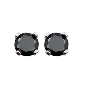 14k White Gold Black Diamond Stud Earrings (1/2 cttw)