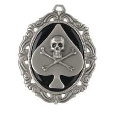 Gasoline Glamour Mean Poker Chick Spade and Skull Charm Necklace