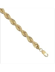 14k Yellow Gold, Facetted Rope Chain Necklace 9mm Wide