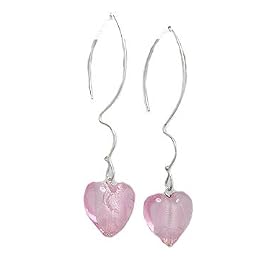 Pink Heart Sterling Silver Earrings