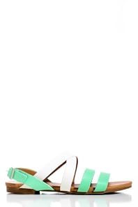 Multi Strap Sandals in Green and White