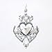 Detailed Celtic Claddagh Pendant with Heart and Crown in Sterling Silver, #8255