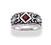 Medieval Look Genuine Garnet and Green Topaz Weighty Sterling Silver Ring (Size 6)